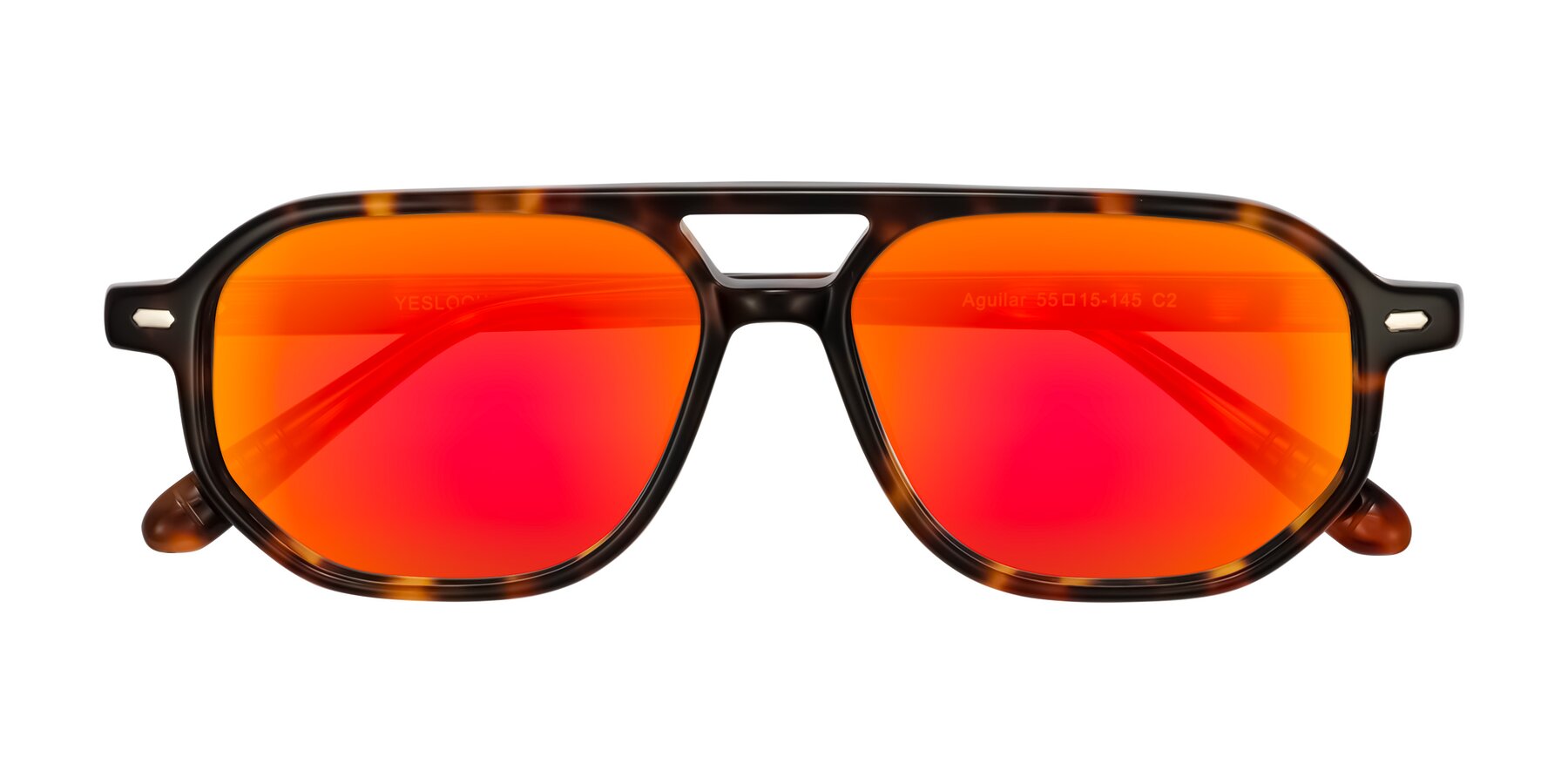 Folded Front of Aguilar in Tortoise with Red Gold Mirrored Lenses