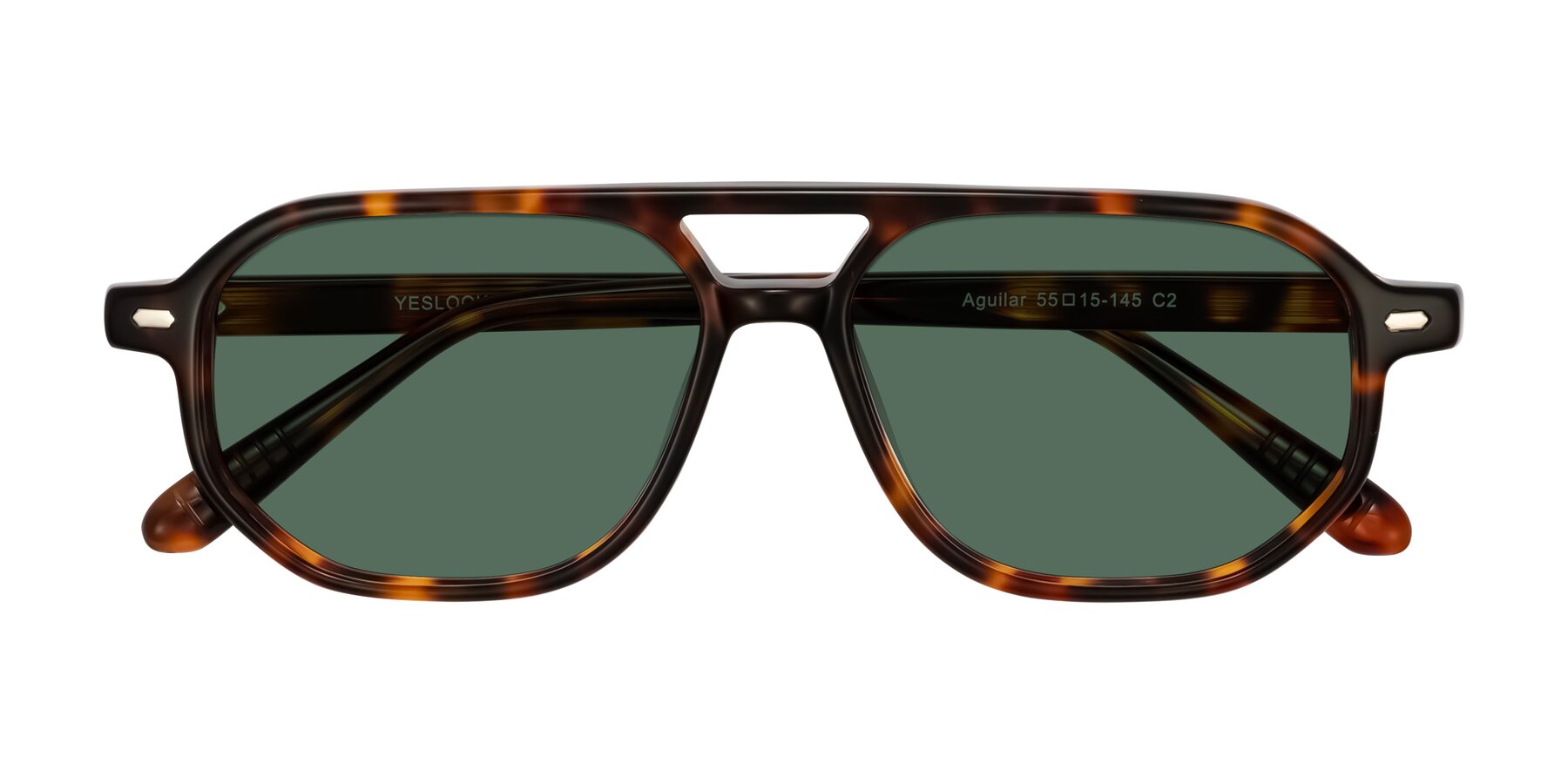 Folded Front of Aguilar in Tortoise with Green Polarized Lenses