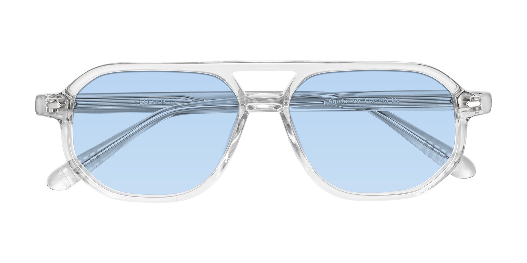 Folded Front of Aguilar in Clear with Light Blue Tinted Lenses