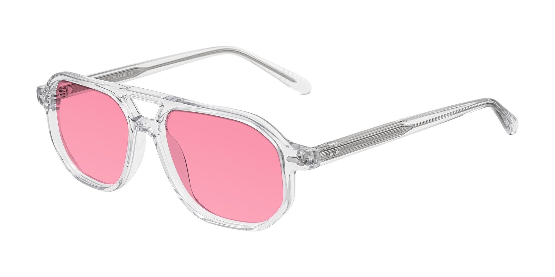 Angle of Aguilar in Clear with Pink Tinted Lenses