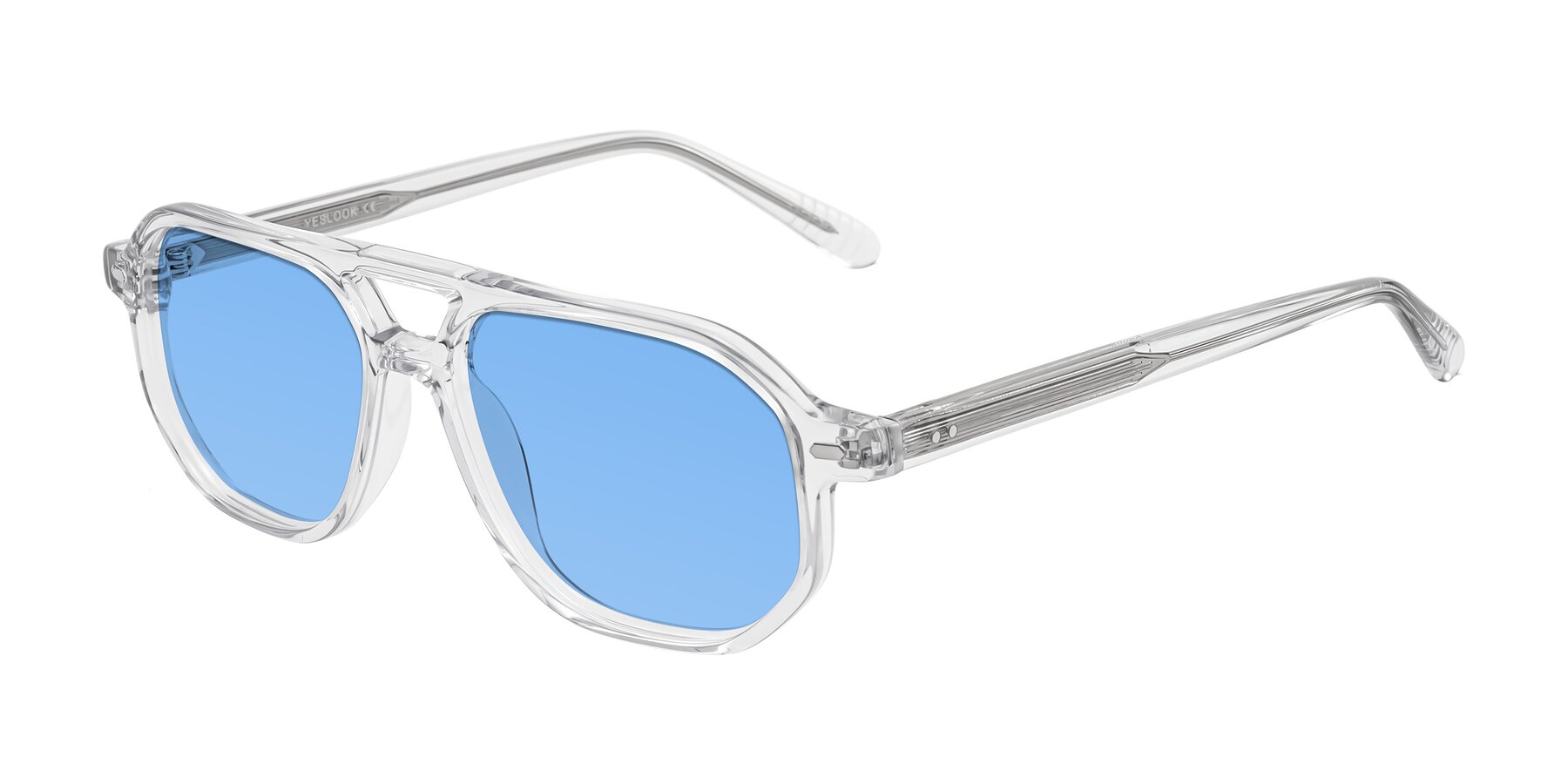 Angle of Aguilar in Clear with Medium Blue Tinted Lenses