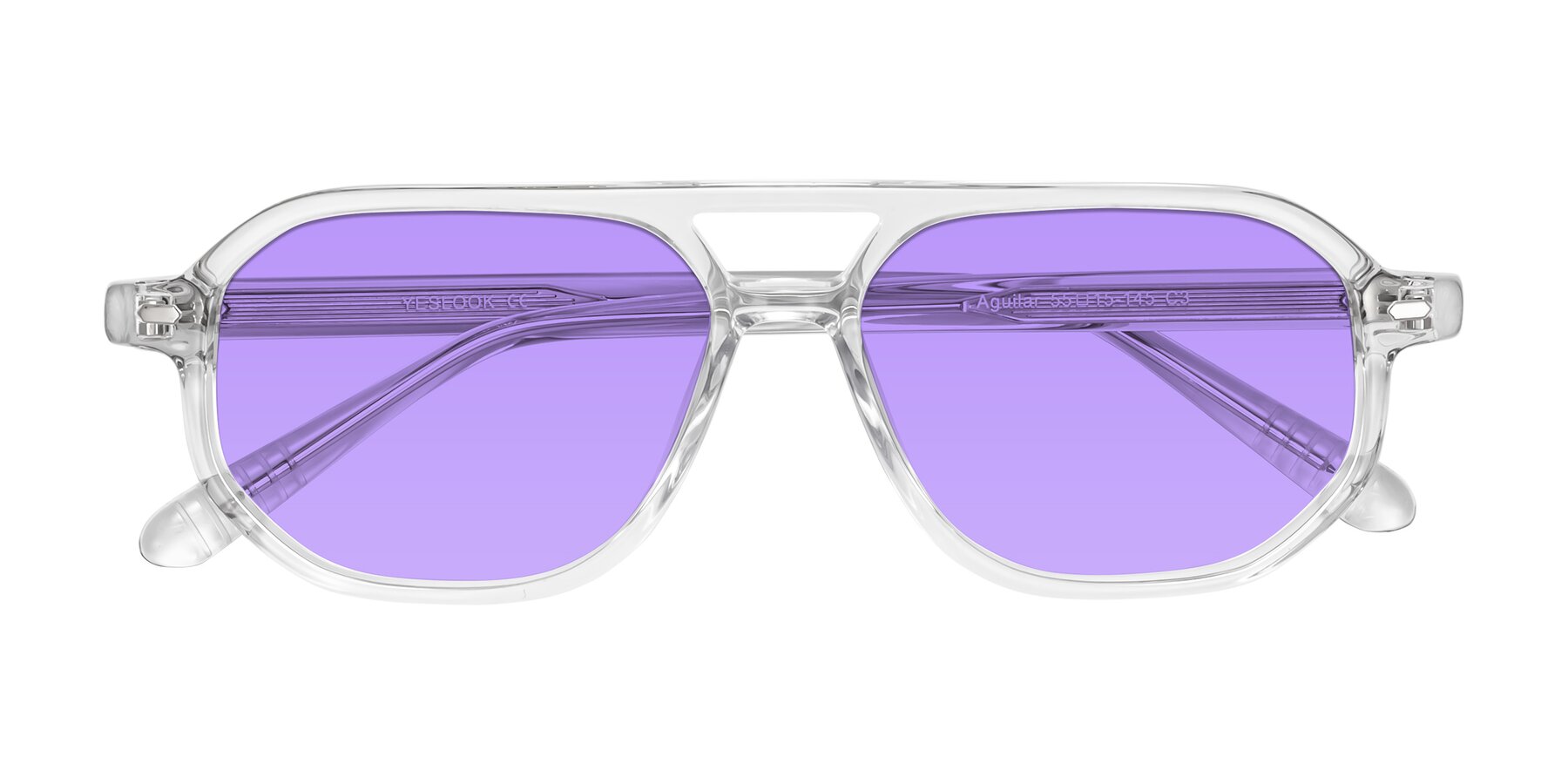Folded Front of Aguilar in Clear with Medium Purple Tinted Lenses