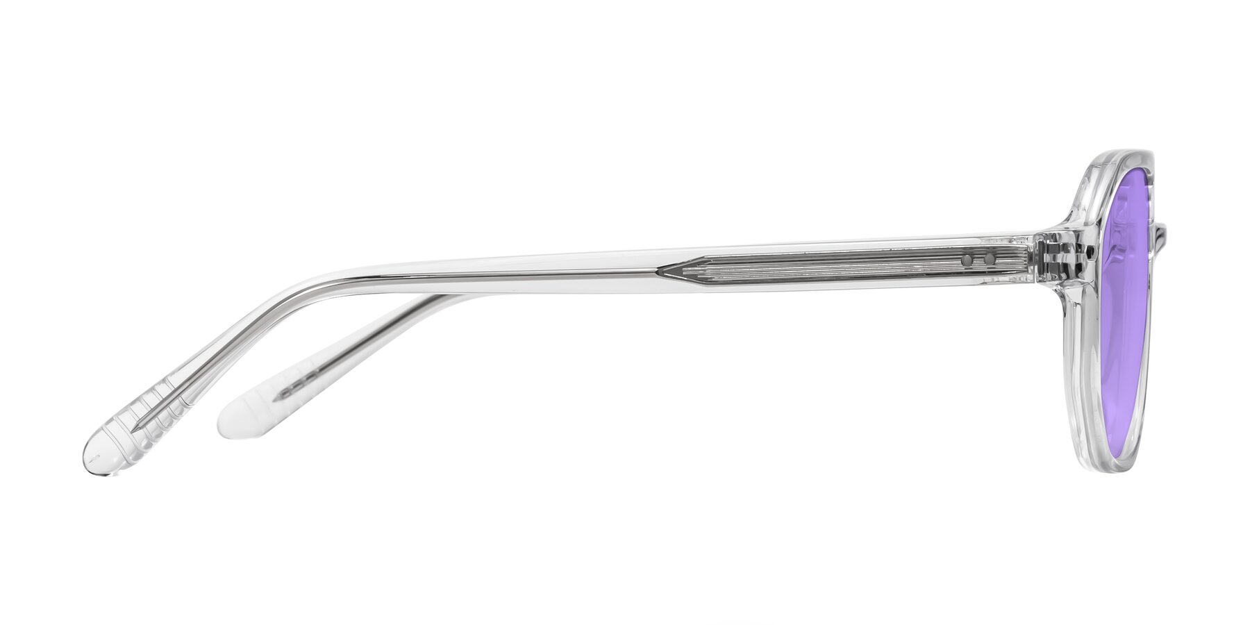 Side of Aguilar in Clear with Medium Purple Tinted Lenses