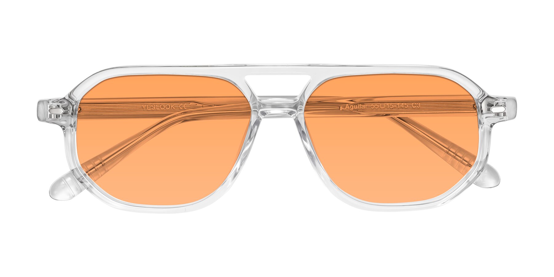 Folded Front of Aguilar in Clear with Medium Orange Tinted Lenses