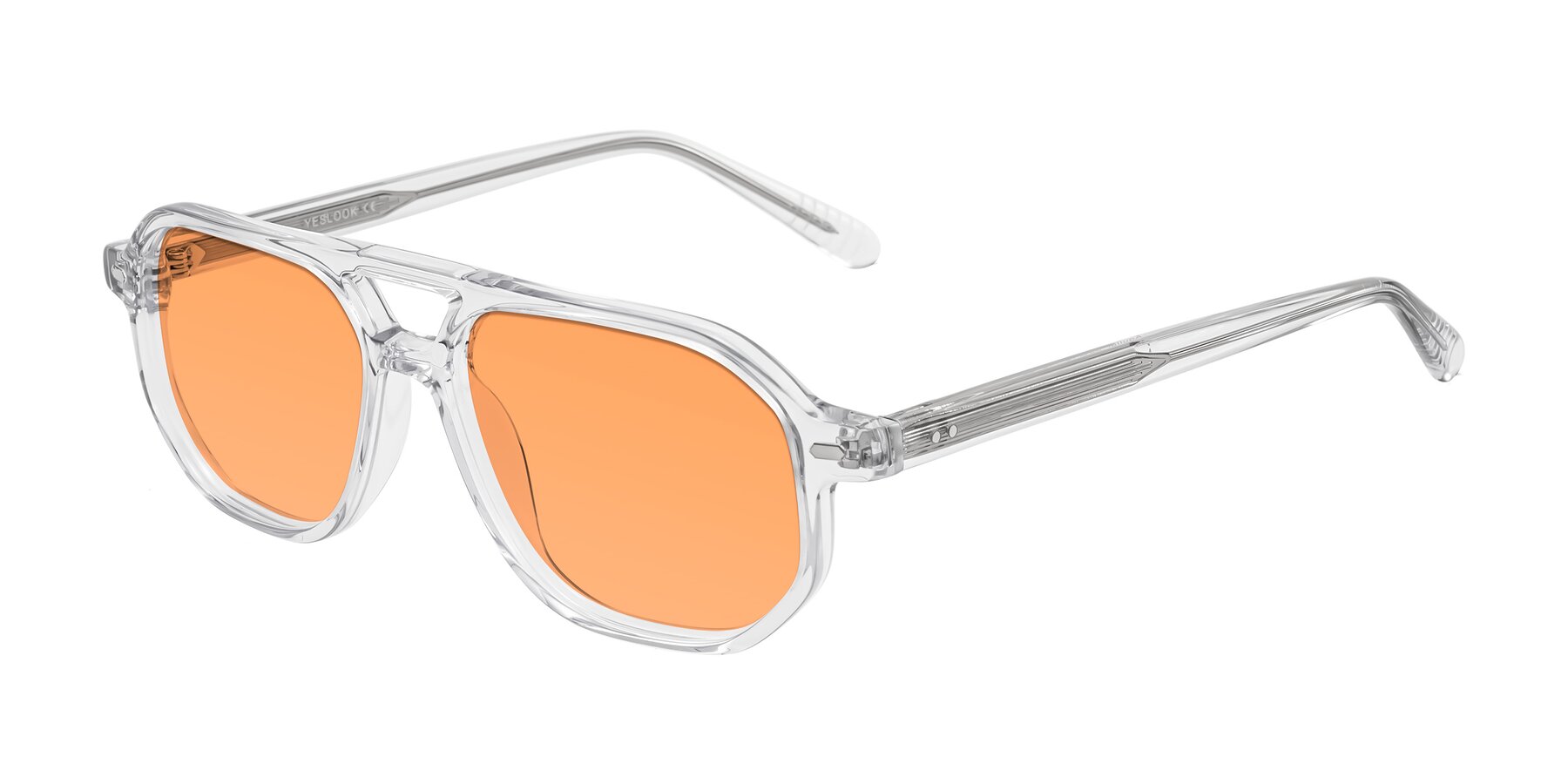 Angle of Aguilar in Clear with Medium Orange Tinted Lenses