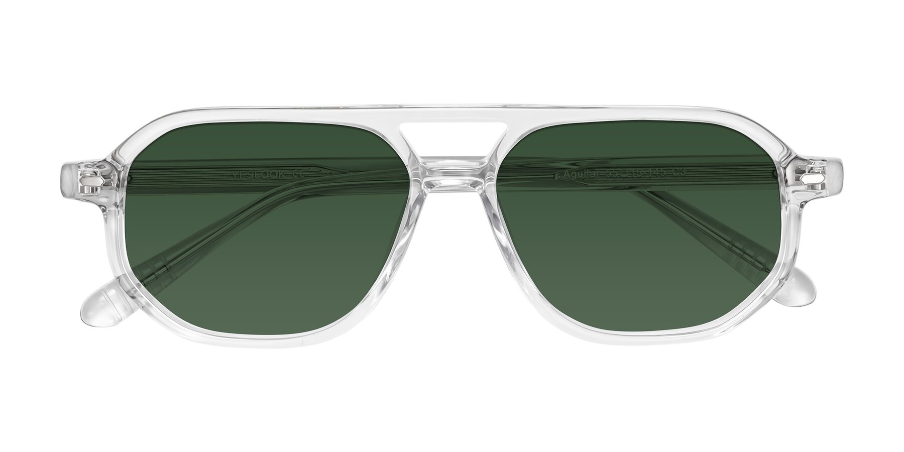 Folded Front of Aguilar in Clear with Green Tinted Lenses