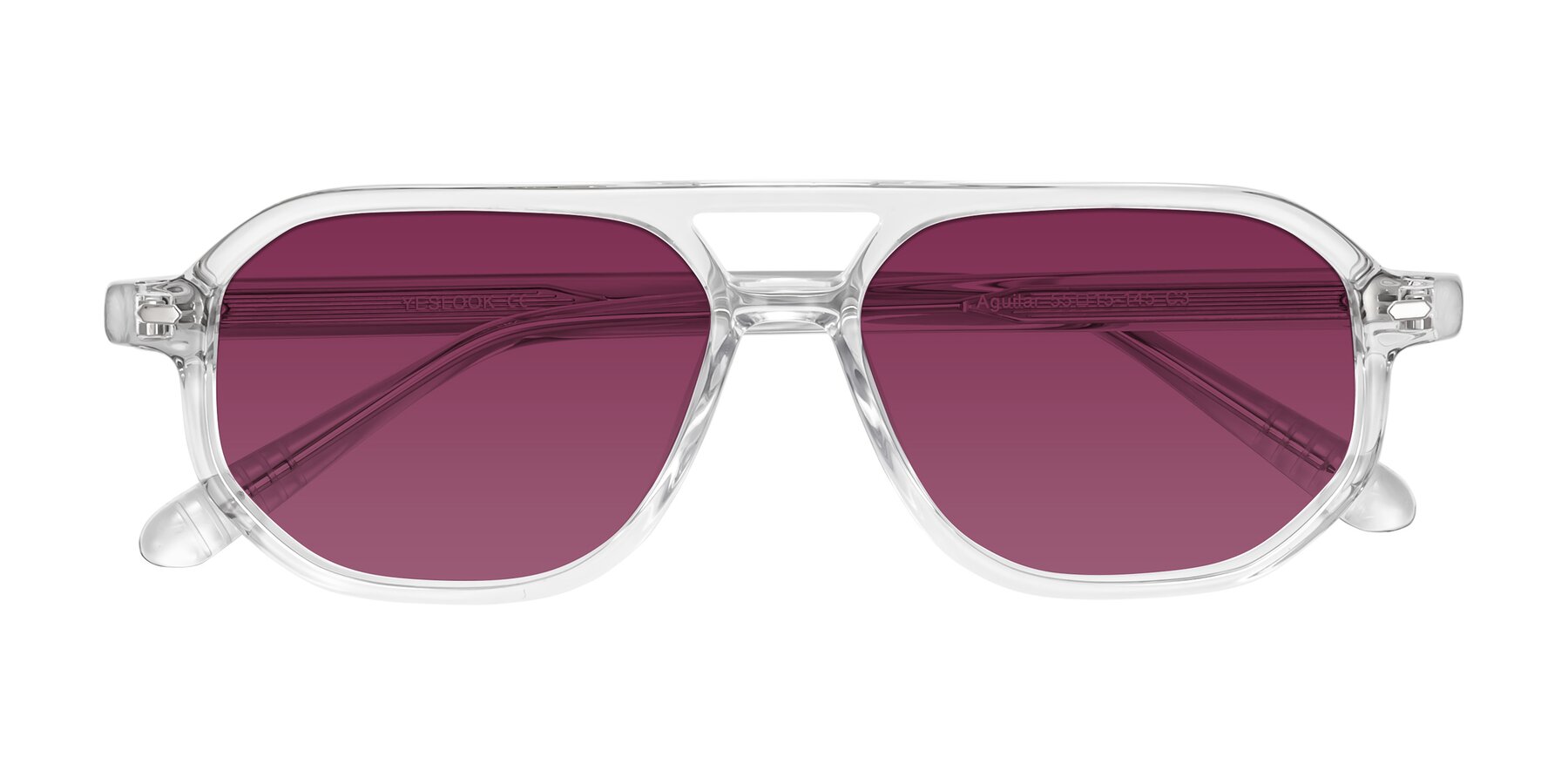 Folded Front of Aguilar in Clear with Wine Tinted Lenses