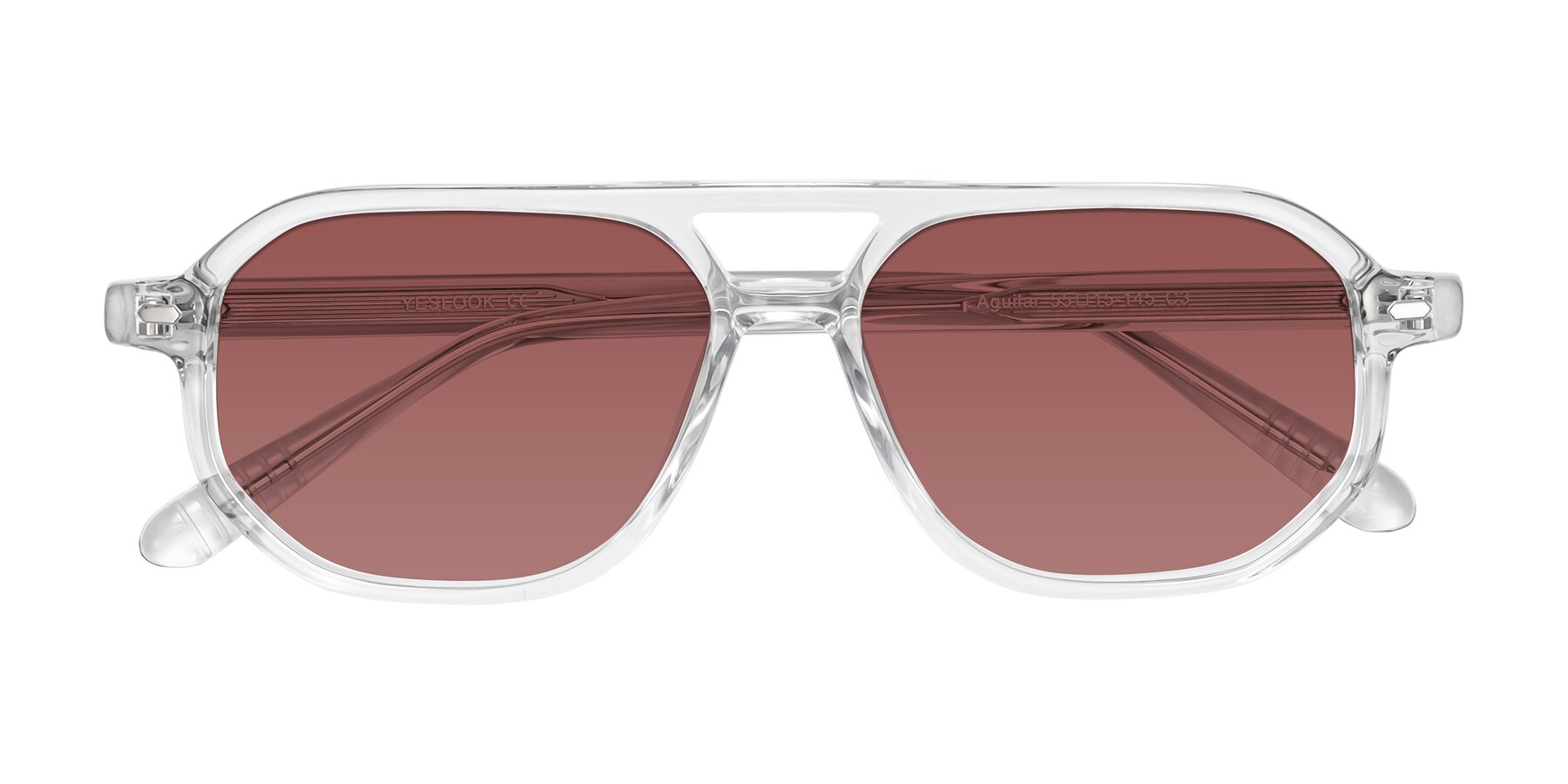 Folded Front of Aguilar in Clear with Garnet Tinted Lenses