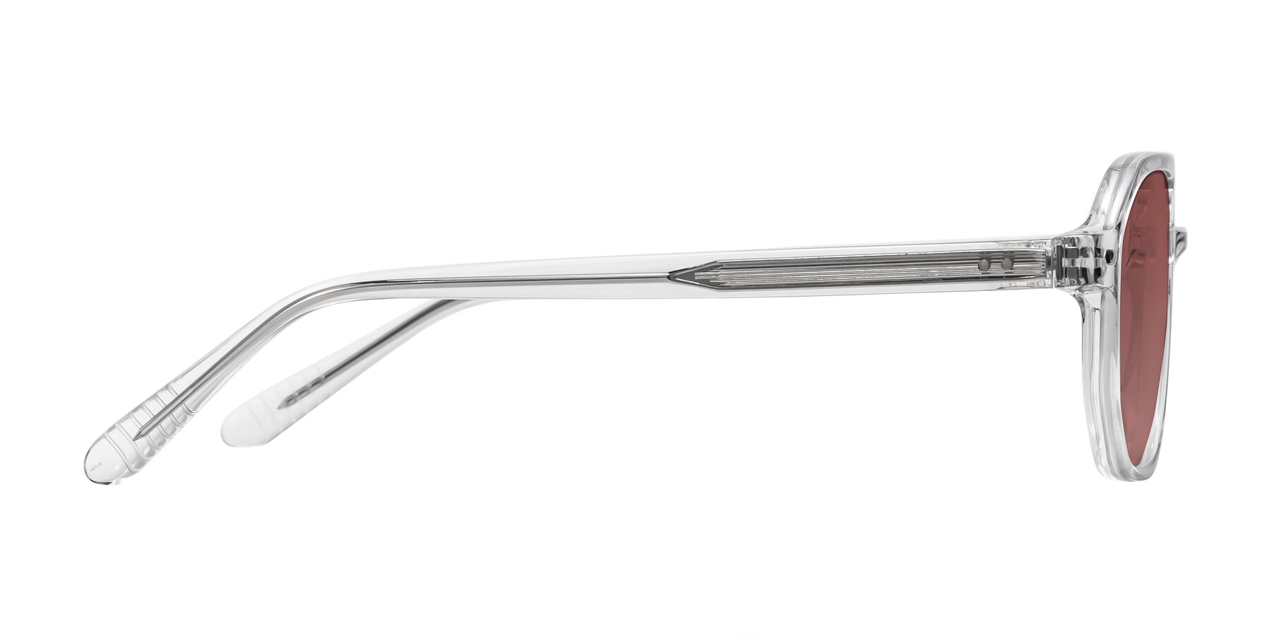 Side of Aguilar in Clear with Garnet Tinted Lenses