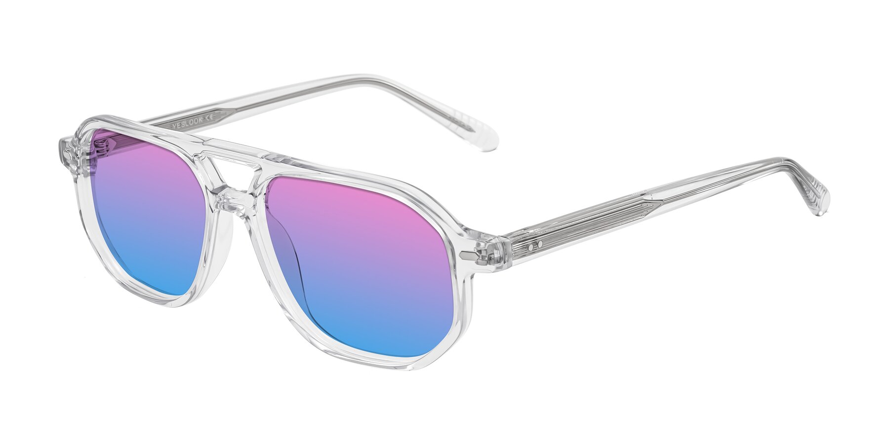 Angle of Aguilar in Clear with Pink / Blue Gradient Lenses