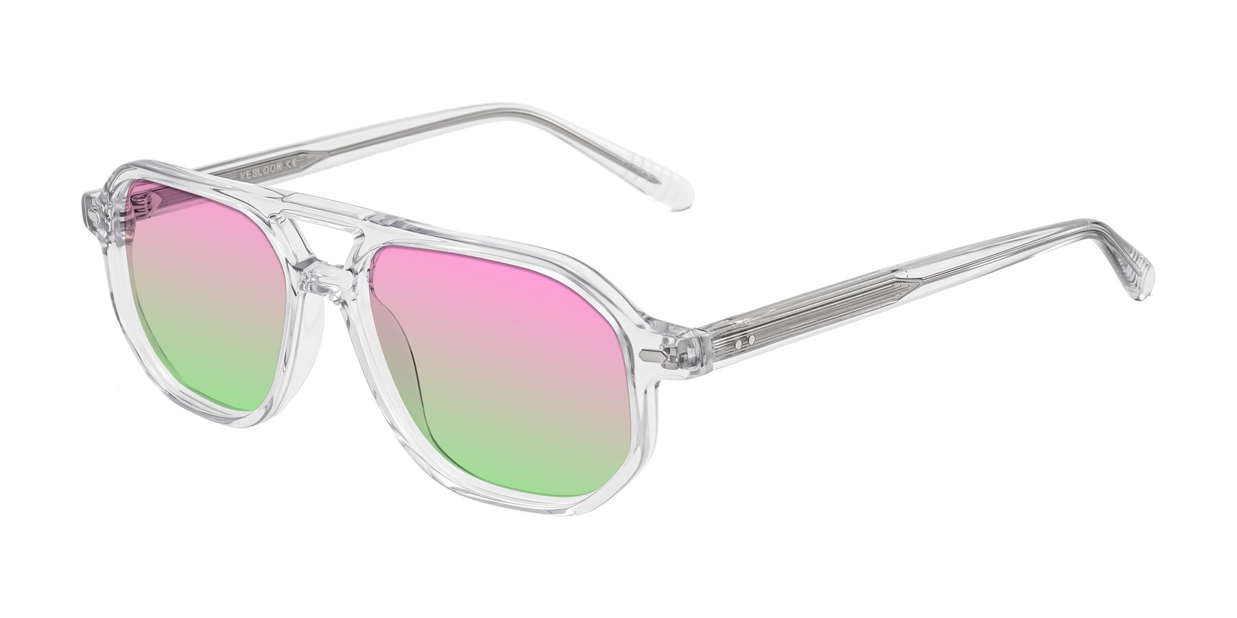 Angle of Aguilar in Clear with Pink / Green Gradient Lenses