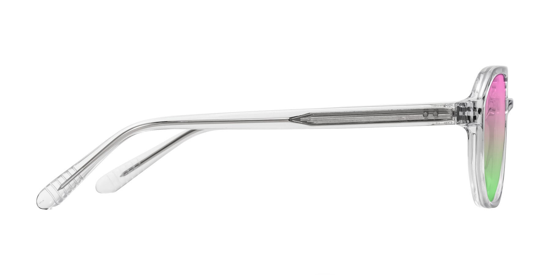 Side of Aguilar in Clear with Pink / Green Gradient Lenses