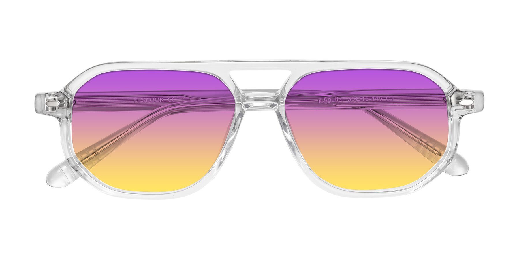 Folded Front of Aguilar in Clear with Purple / Yellow Gradient Lenses