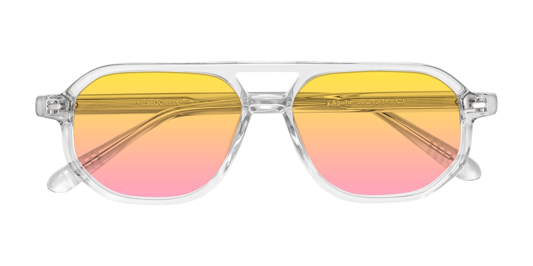 Folded Front of Aguilar in Clear with Yellow / Pink Gradient Lenses