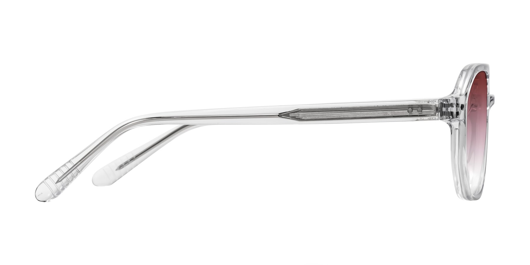 Side of Aguilar in Clear with Garnet Gradient Lenses