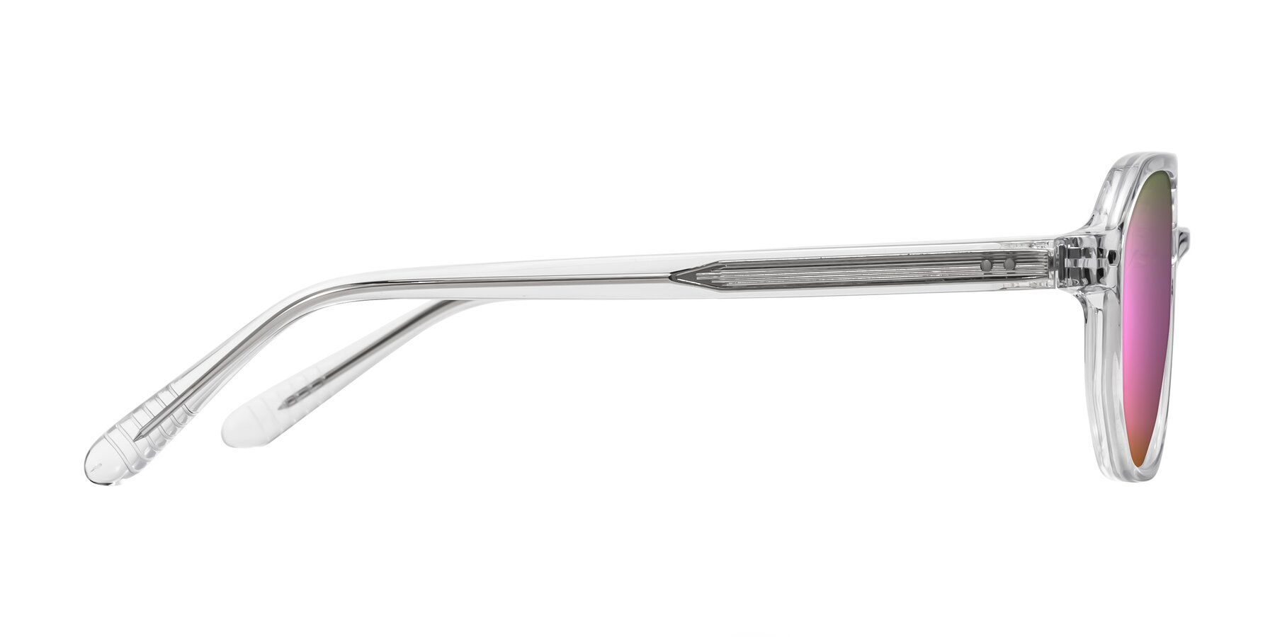 Side of Aguilar in Clear with Pink Mirrored Lenses