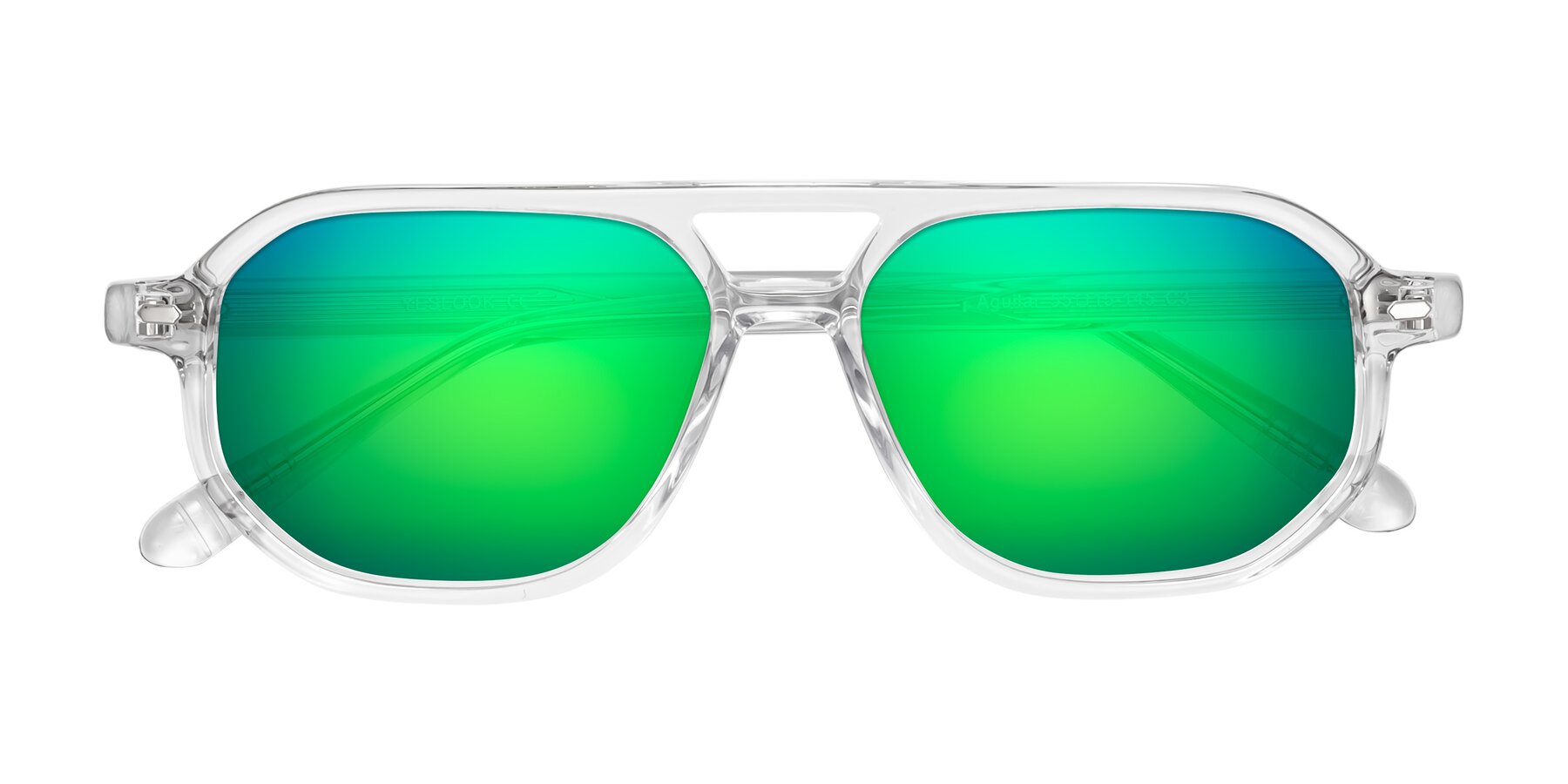 Folded Front of Aguilar in Clear with Green Mirrored Lenses