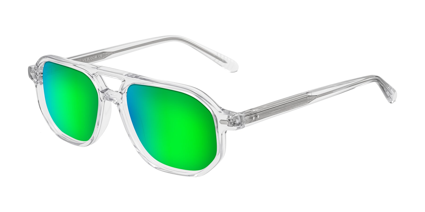 Angle of Aguilar in Clear with Green Mirrored Lenses