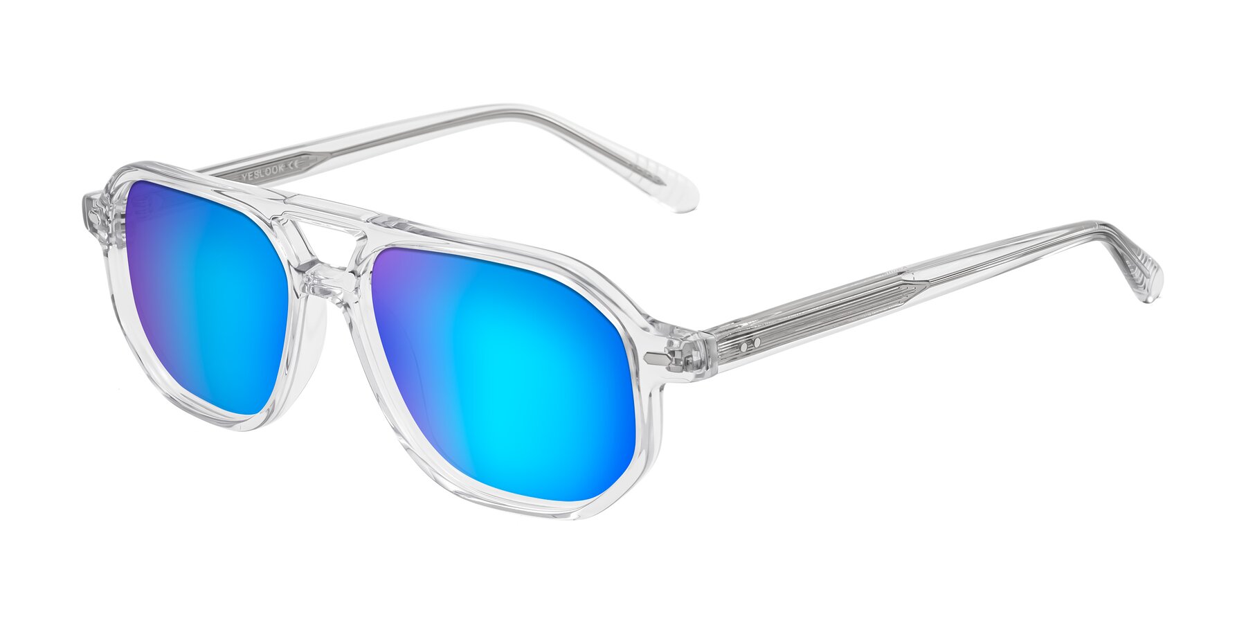 Angle of Aguilar in Clear with Blue Mirrored Lenses