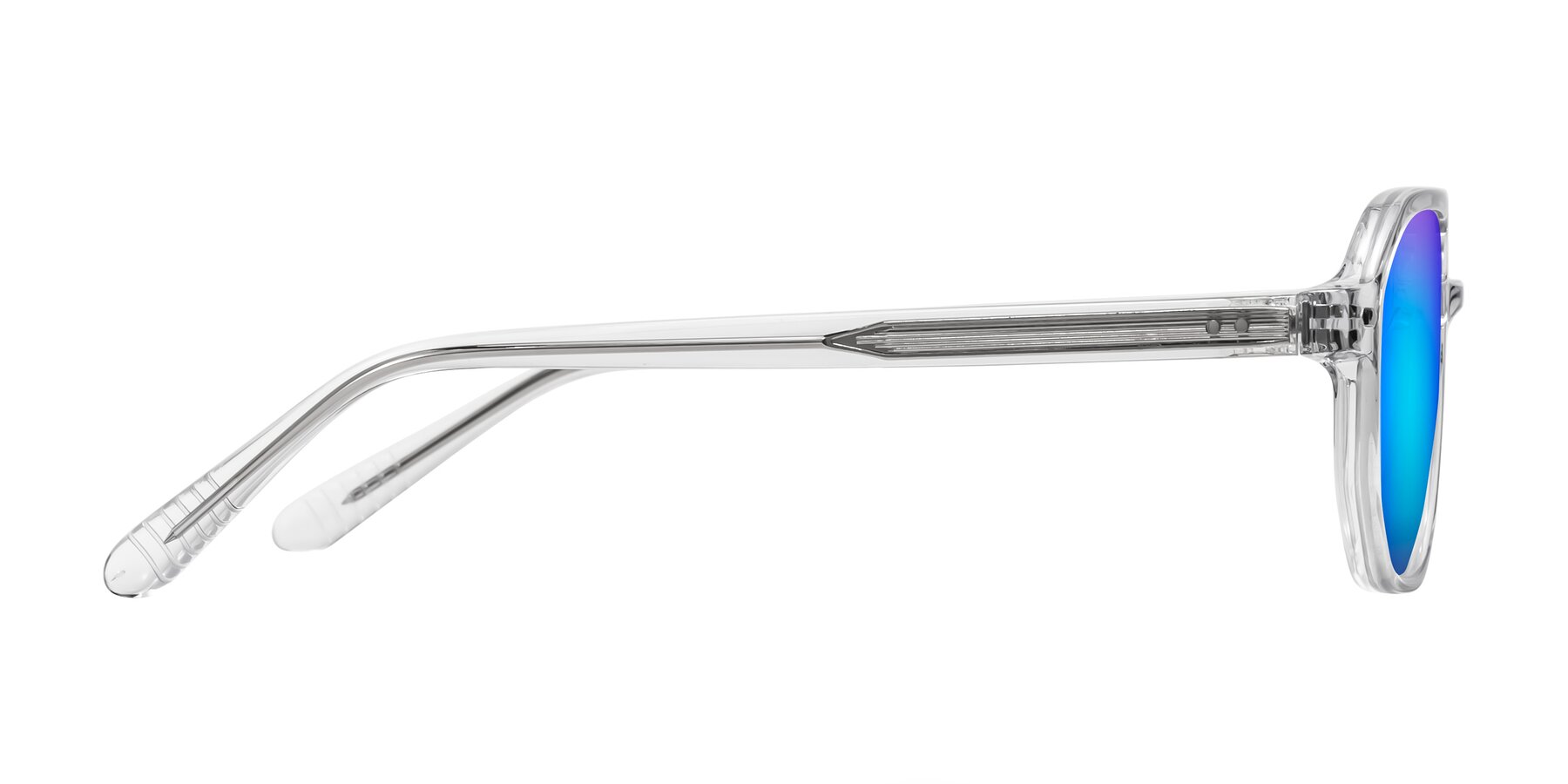 Side of Aguilar in Clear with Blue Mirrored Lenses