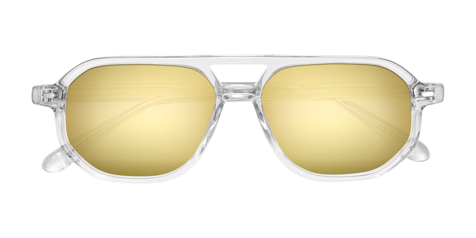 Folded Front of Aguilar in Clear with Gold Mirrored Lenses