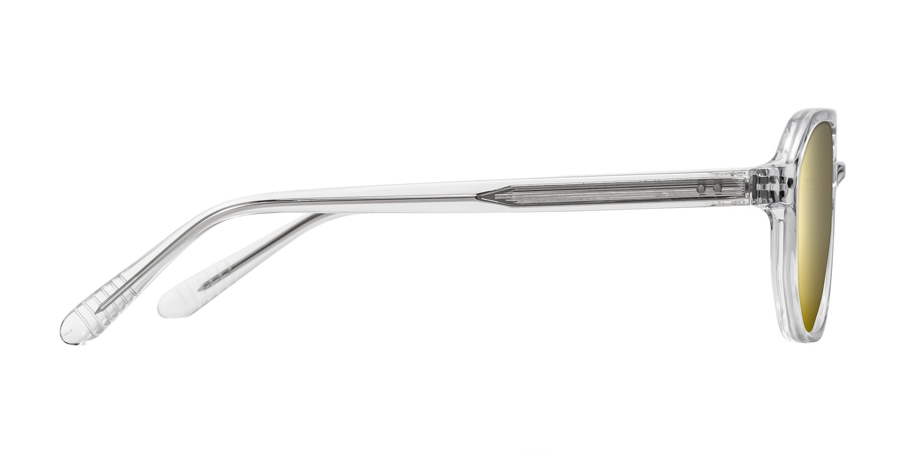 Side of Aguilar in Clear with Gold Mirrored Lenses