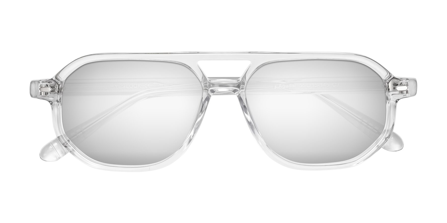 Folded Front of Aguilar in Clear with Silver Mirrored Lenses
