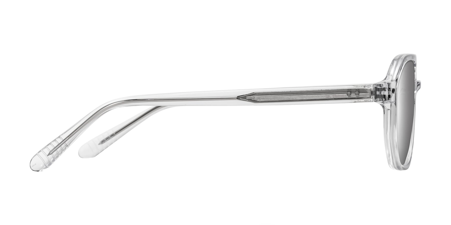 Side of Aguilar in Clear with Silver Mirrored Lenses