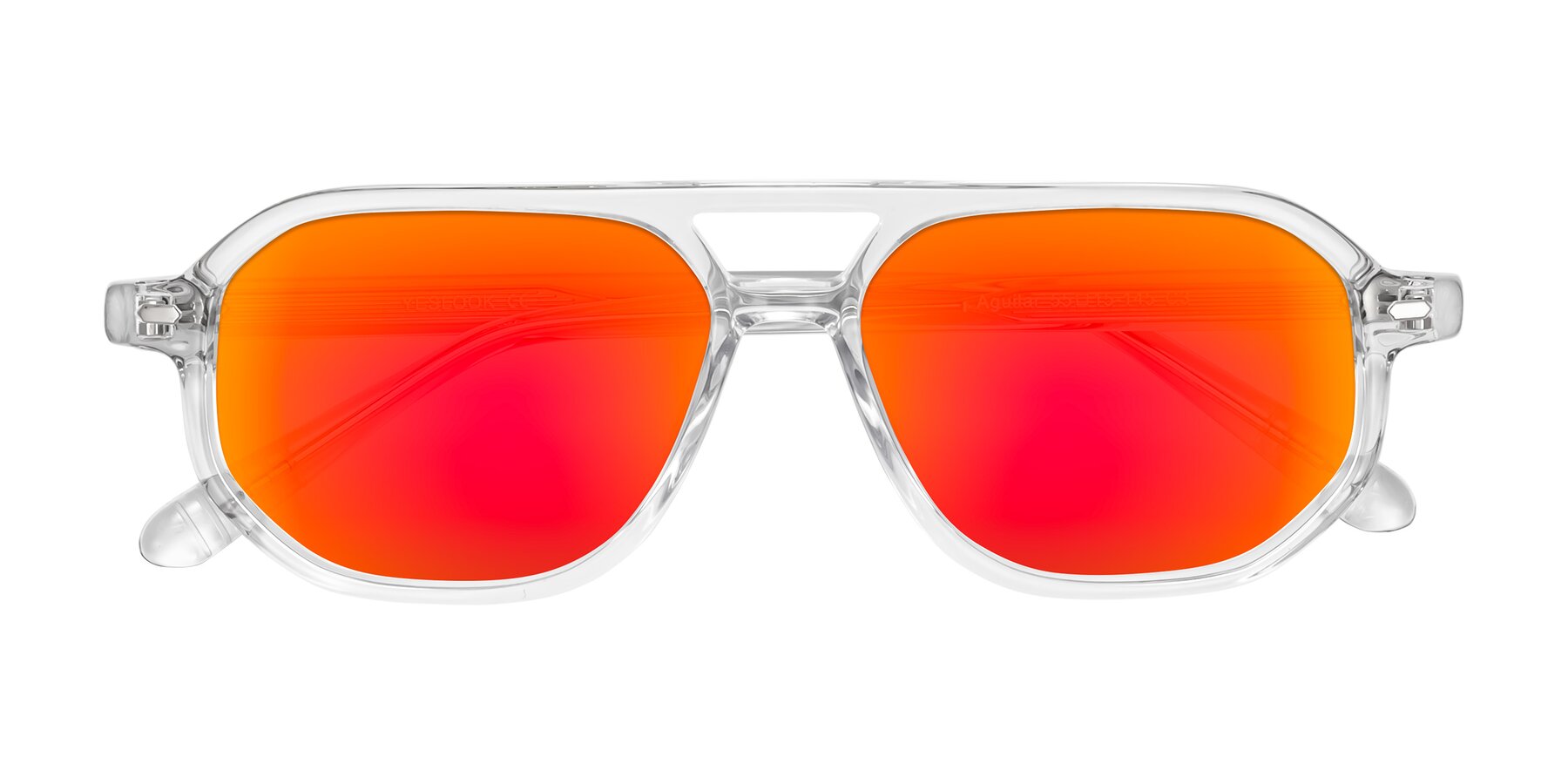 Folded Front of Aguilar in Clear with Red Gold Mirrored Lenses