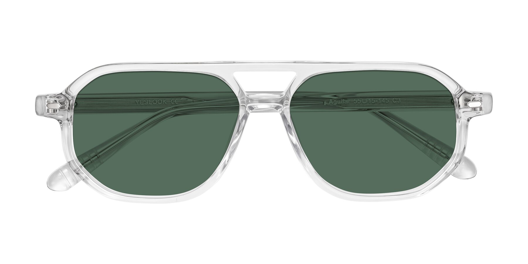 Folded Front of Aguilar in Clear with Green Polarized Lenses