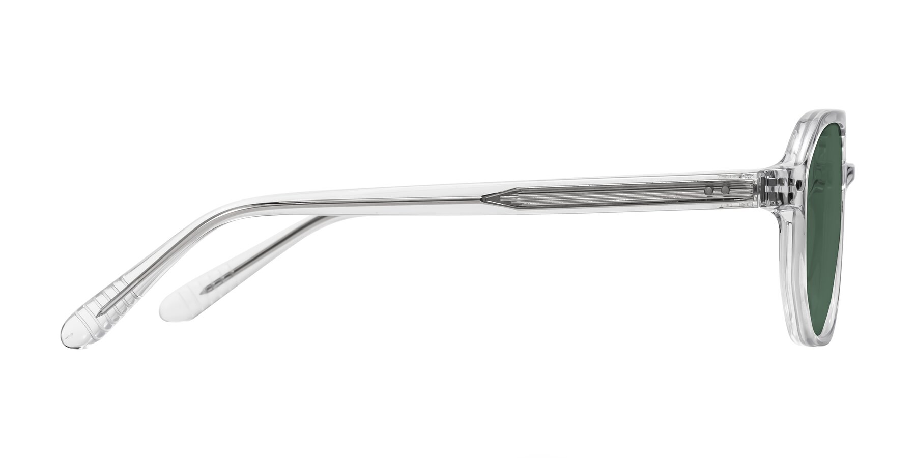 Side of Aguilar in Clear with Green Polarized Lenses