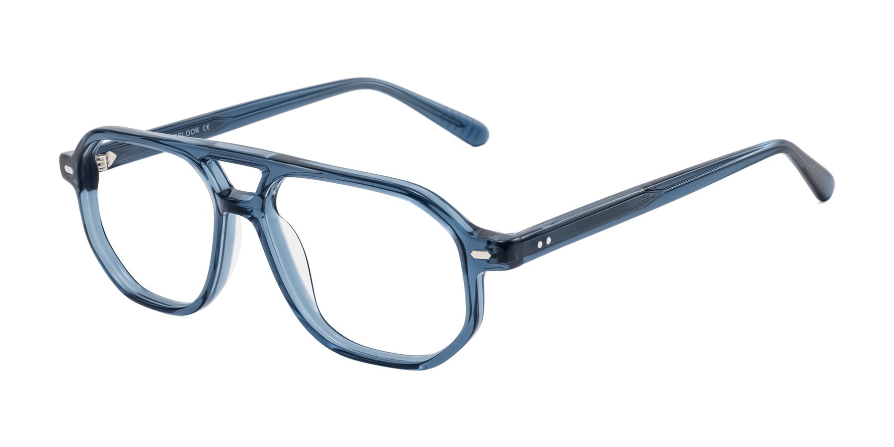 Angle of Aguilar in Transparent Blue with Clear Eyeglass Lenses