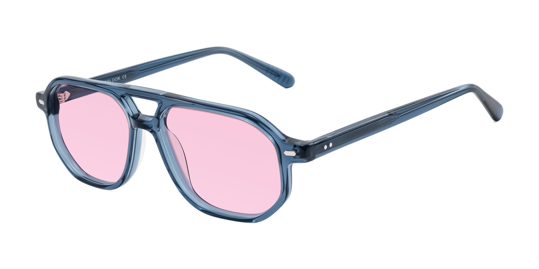 Angle of Aguilar in Transparent Blue with Light Pink Tinted Lenses