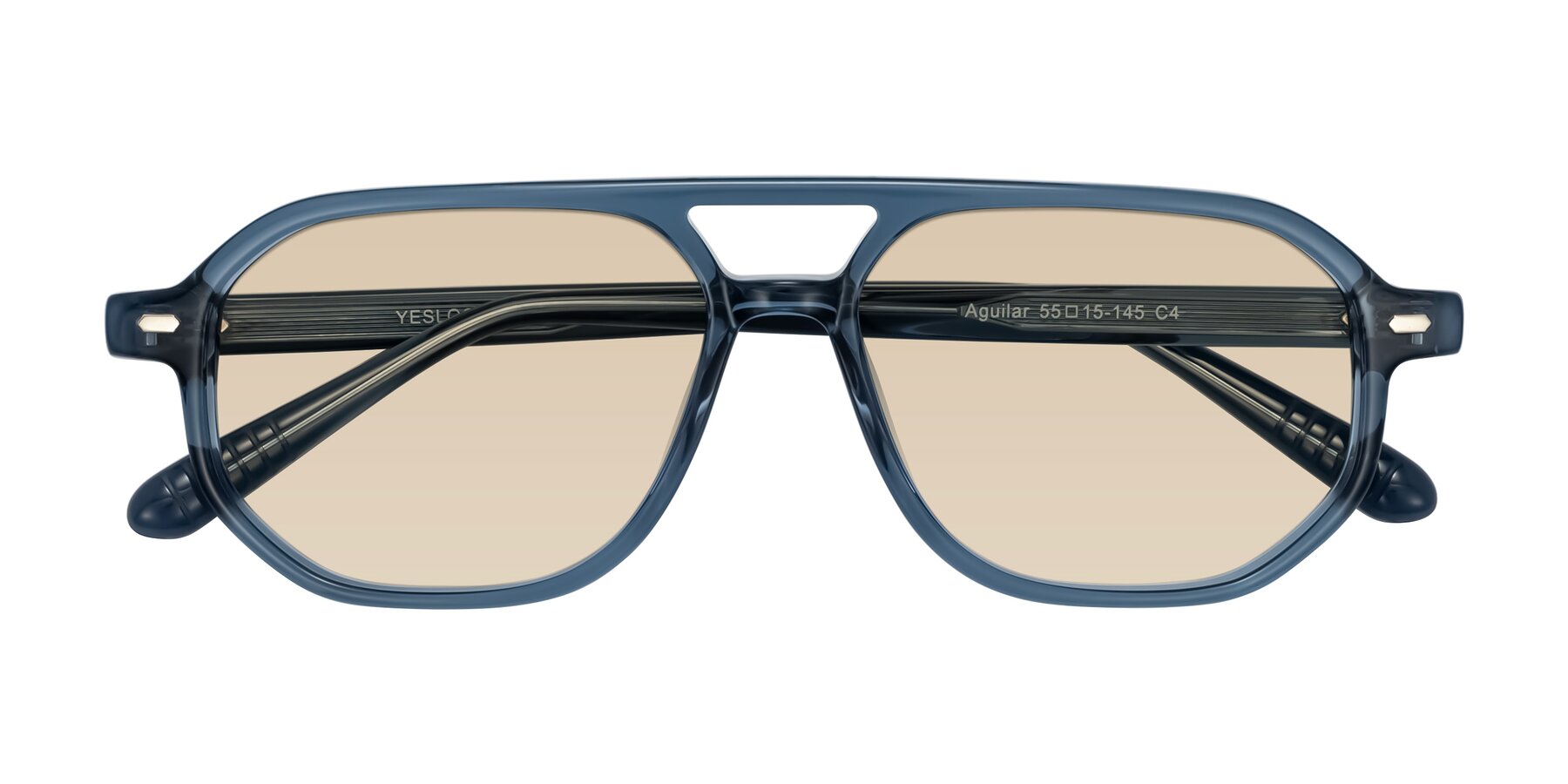 Folded Front of Aguilar in Transparent Blue with Light Brown Tinted Lenses