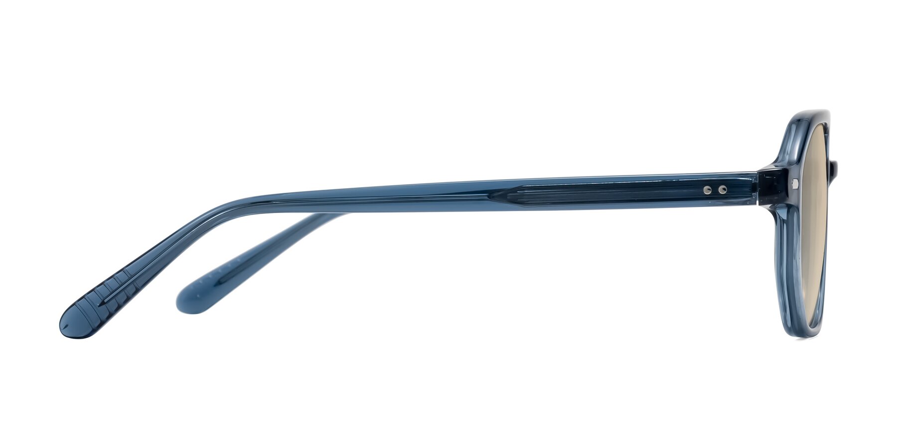 Side of Aguilar in Transparent Blue with Light Brown Tinted Lenses