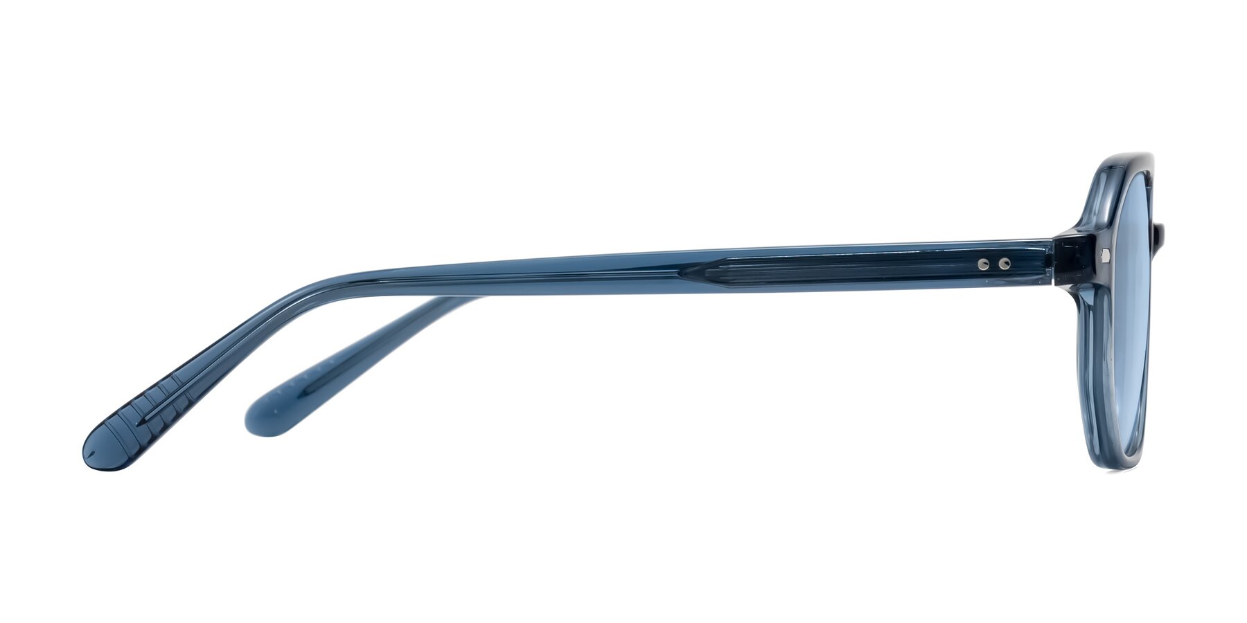 Side of Aguilar in Transparent Blue with Light Blue Tinted Lenses