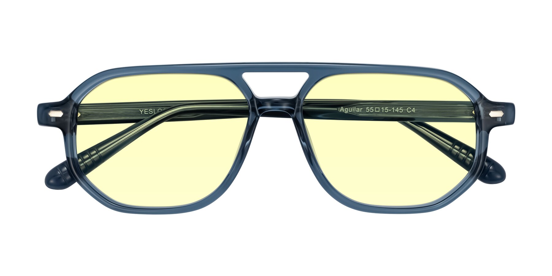 Folded Front of Aguilar in Transparent Blue with Light Yellow Tinted Lenses