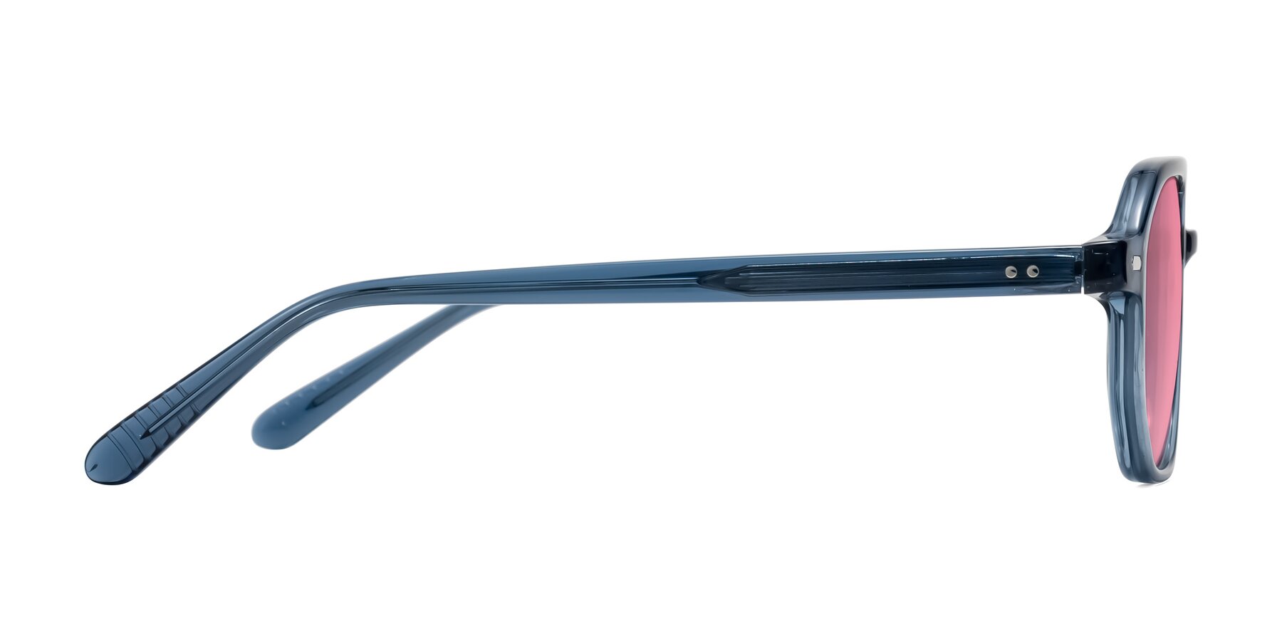Side of Aguilar in Transparent Blue with Pink Tinted Lenses