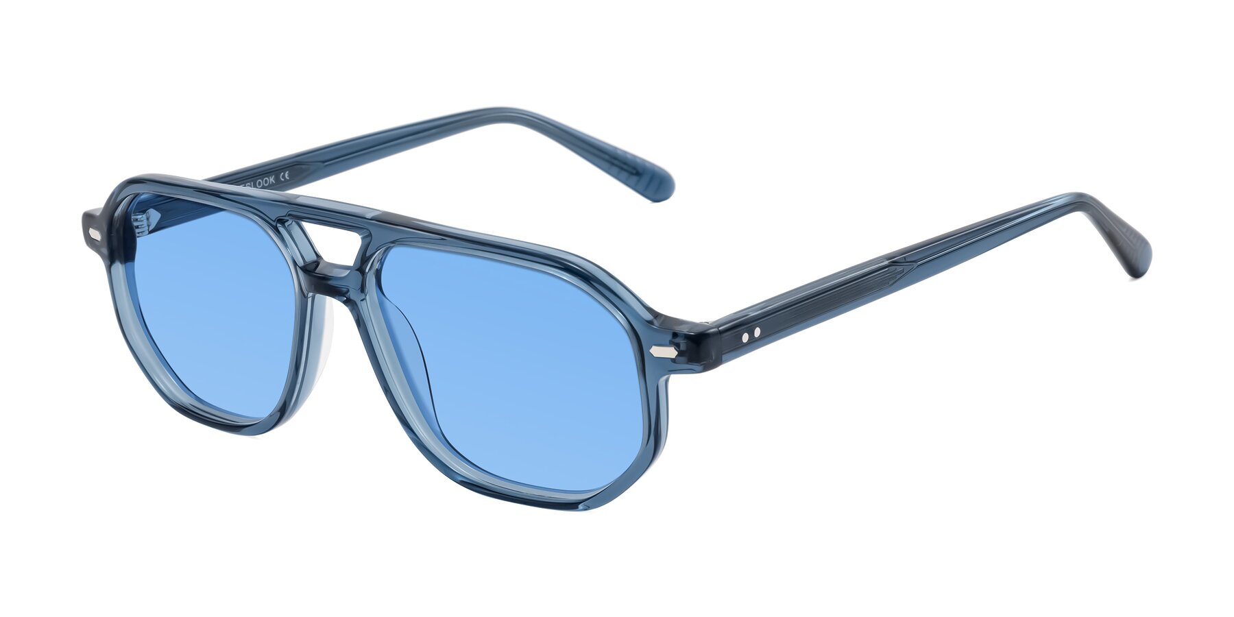Angle of Aguilar in Transparent Blue with Medium Blue Tinted Lenses