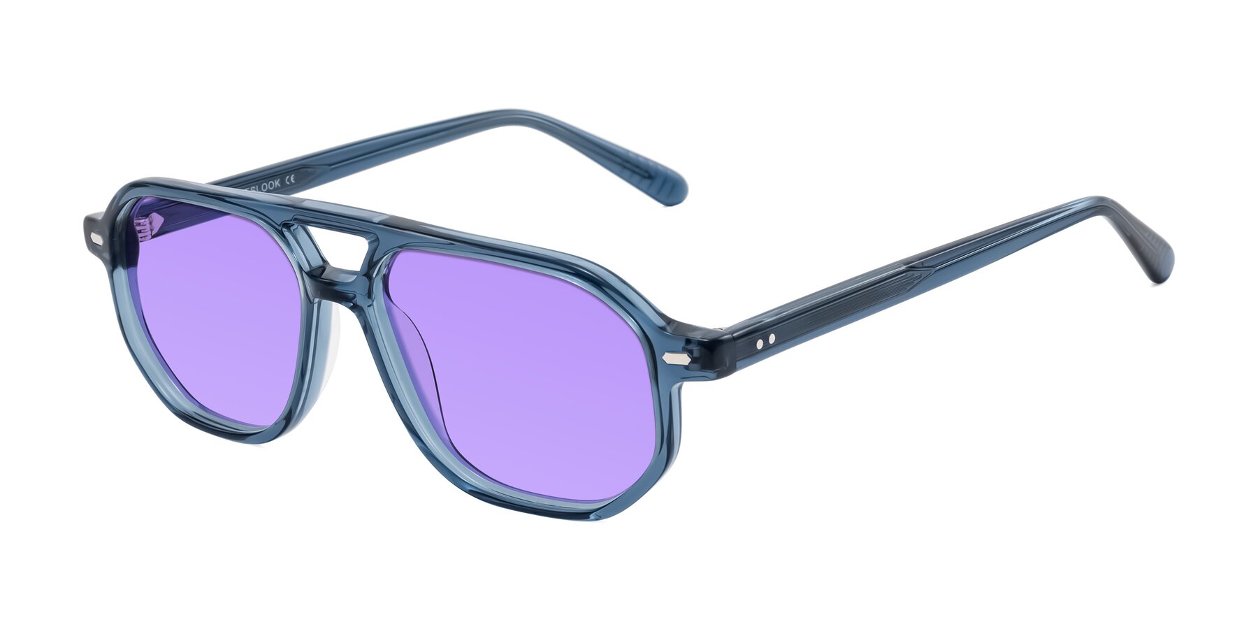 Angle of Aguilar in Transparent Blue with Medium Purple Tinted Lenses