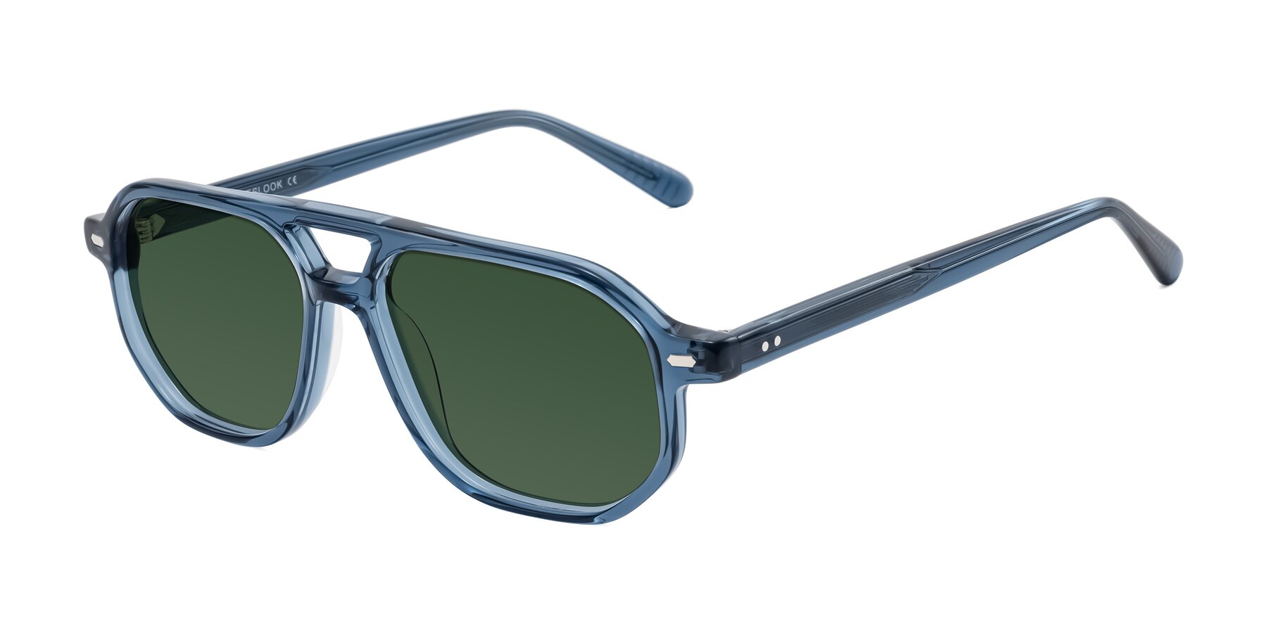 Angle of Aguilar in Transparent Blue with Green Tinted Lenses