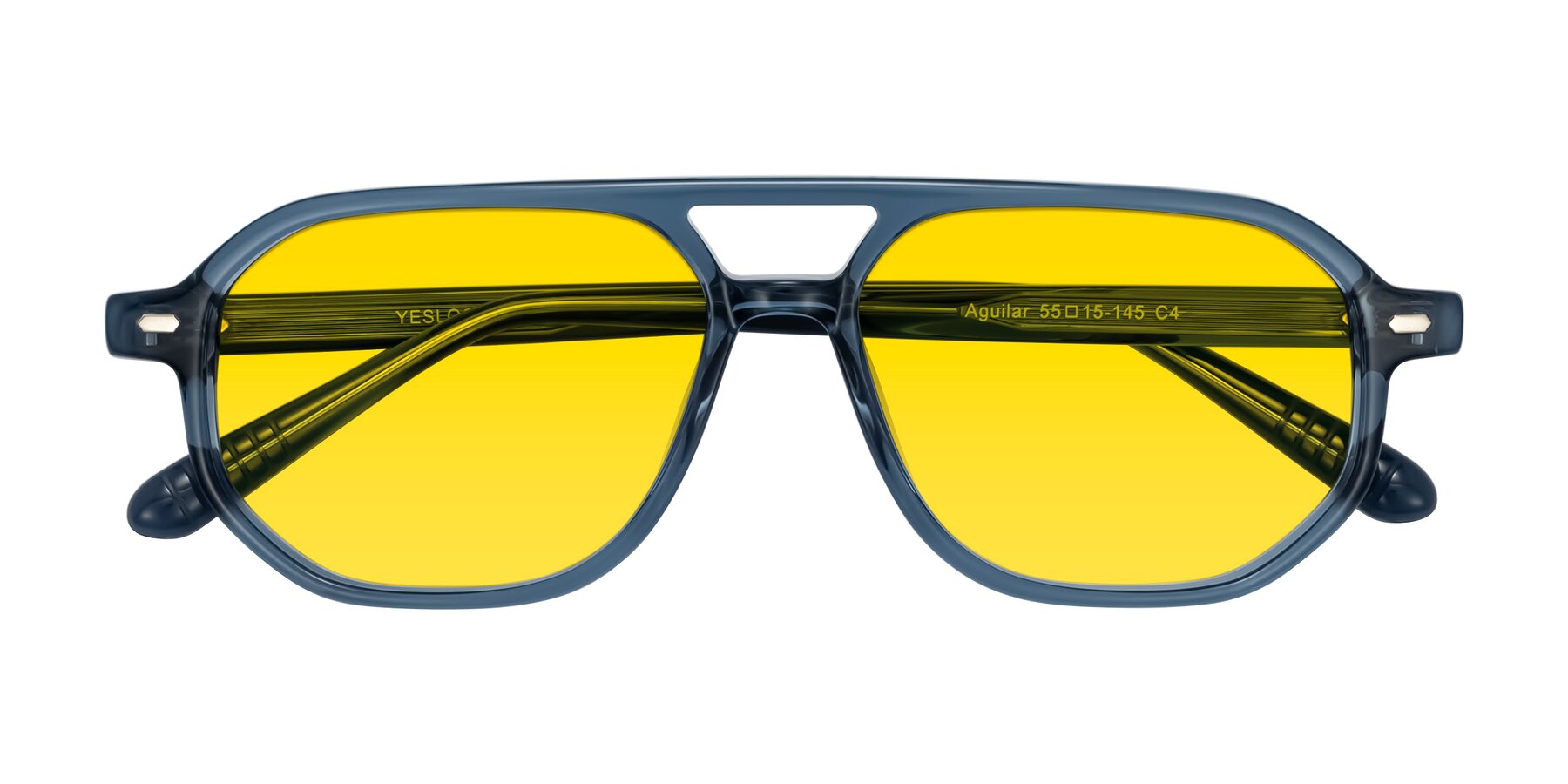 Folded Front of Aguilar in Transparent Blue with Yellow Tinted Lenses