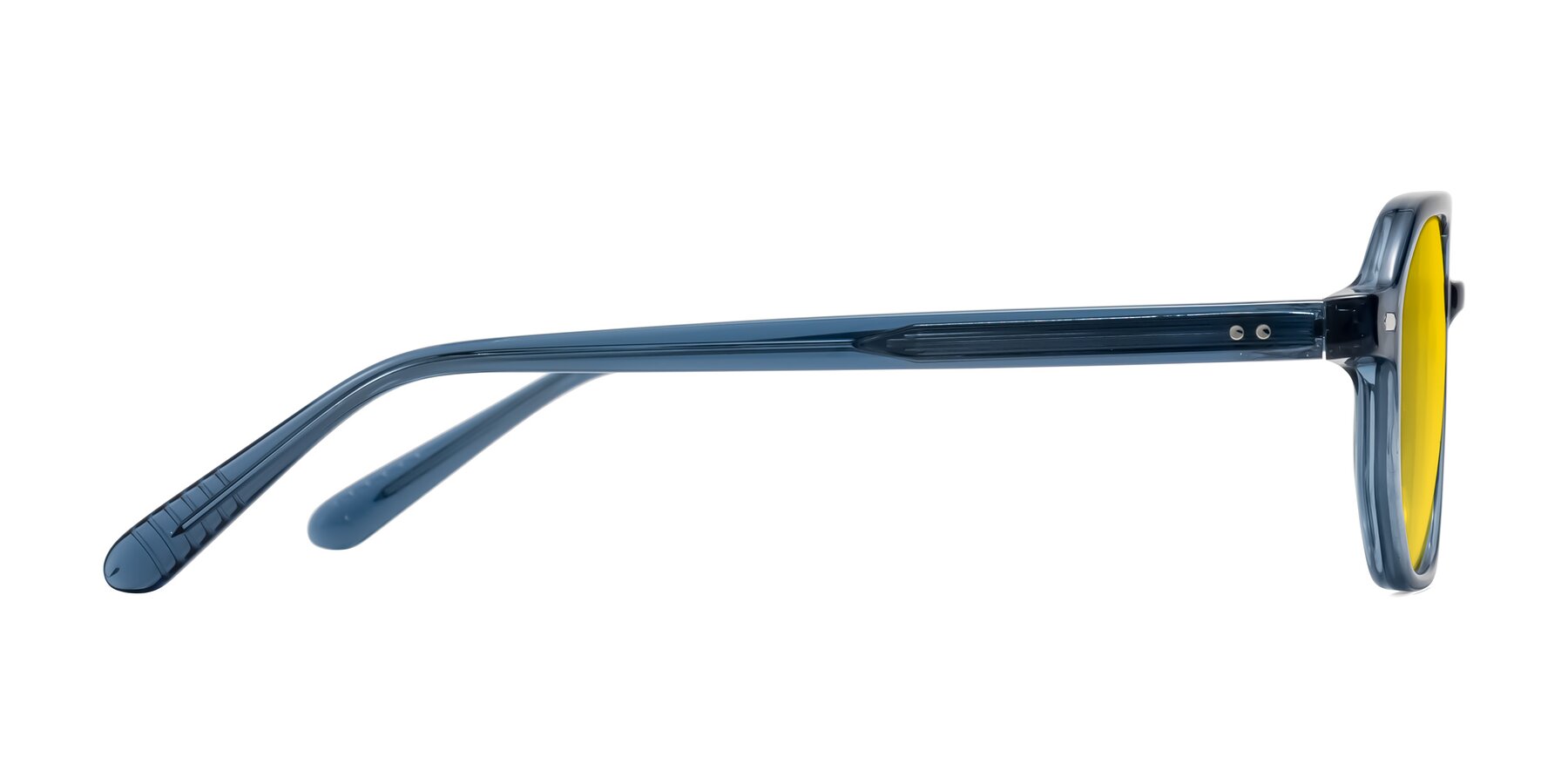 Side of Aguilar in Transparent Blue with Yellow Tinted Lenses