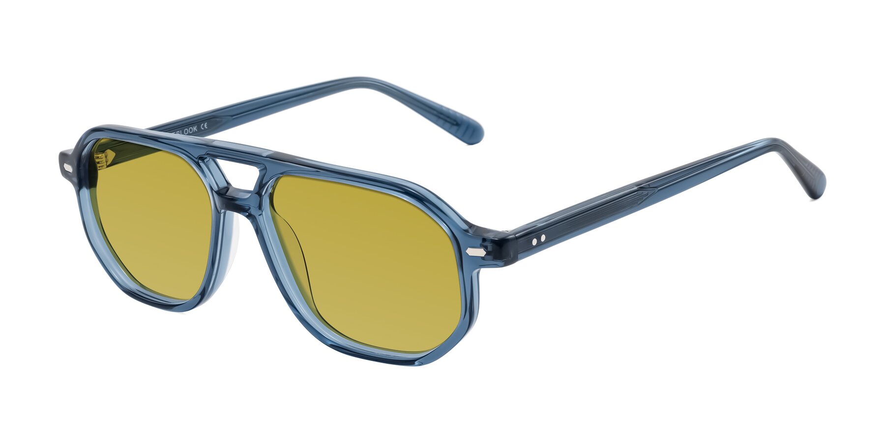 Angle of Aguilar in Transparent Blue with Champagne Tinted Lenses