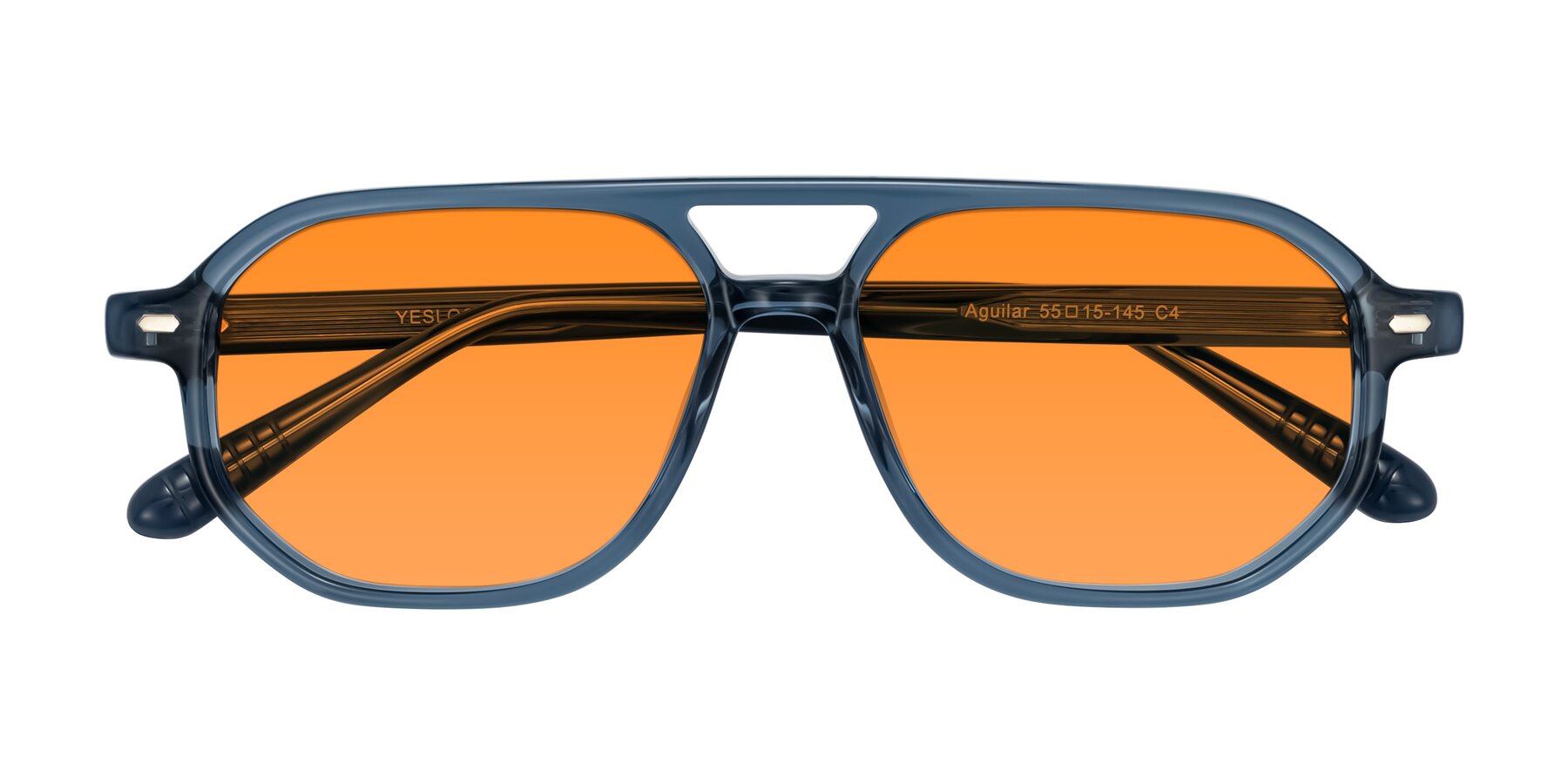 Folded Front of Aguilar in Transparent Blue with Orange Tinted Lenses