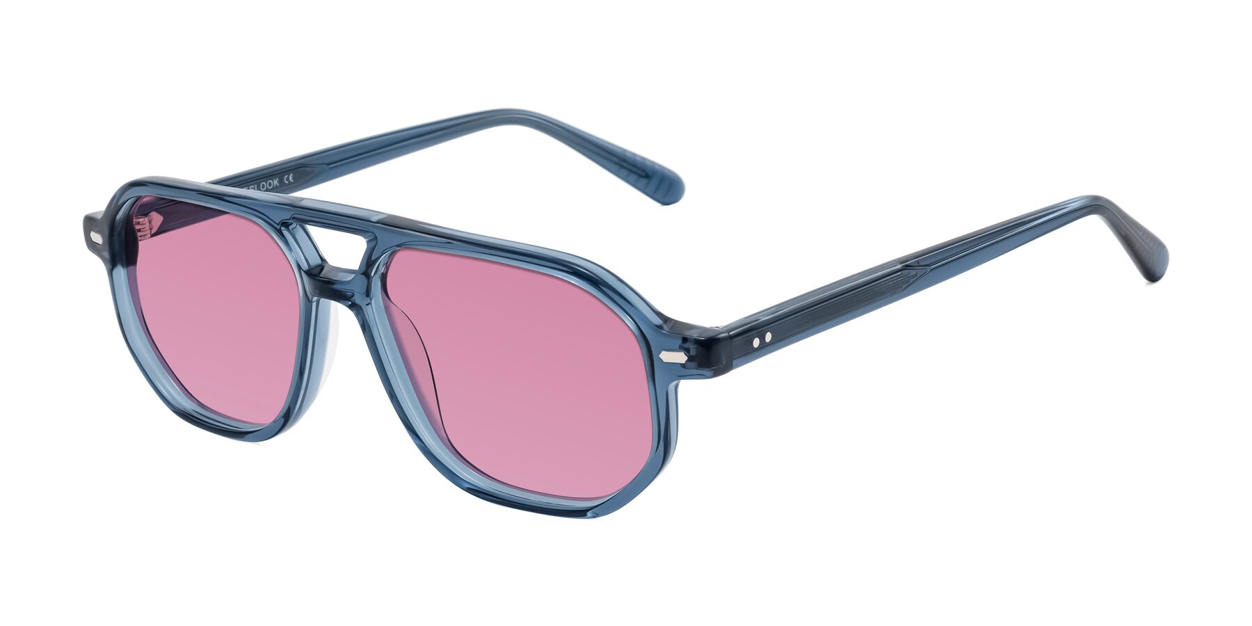 Angle of Aguilar in Transparent Blue with Medium Wine Tinted Lenses