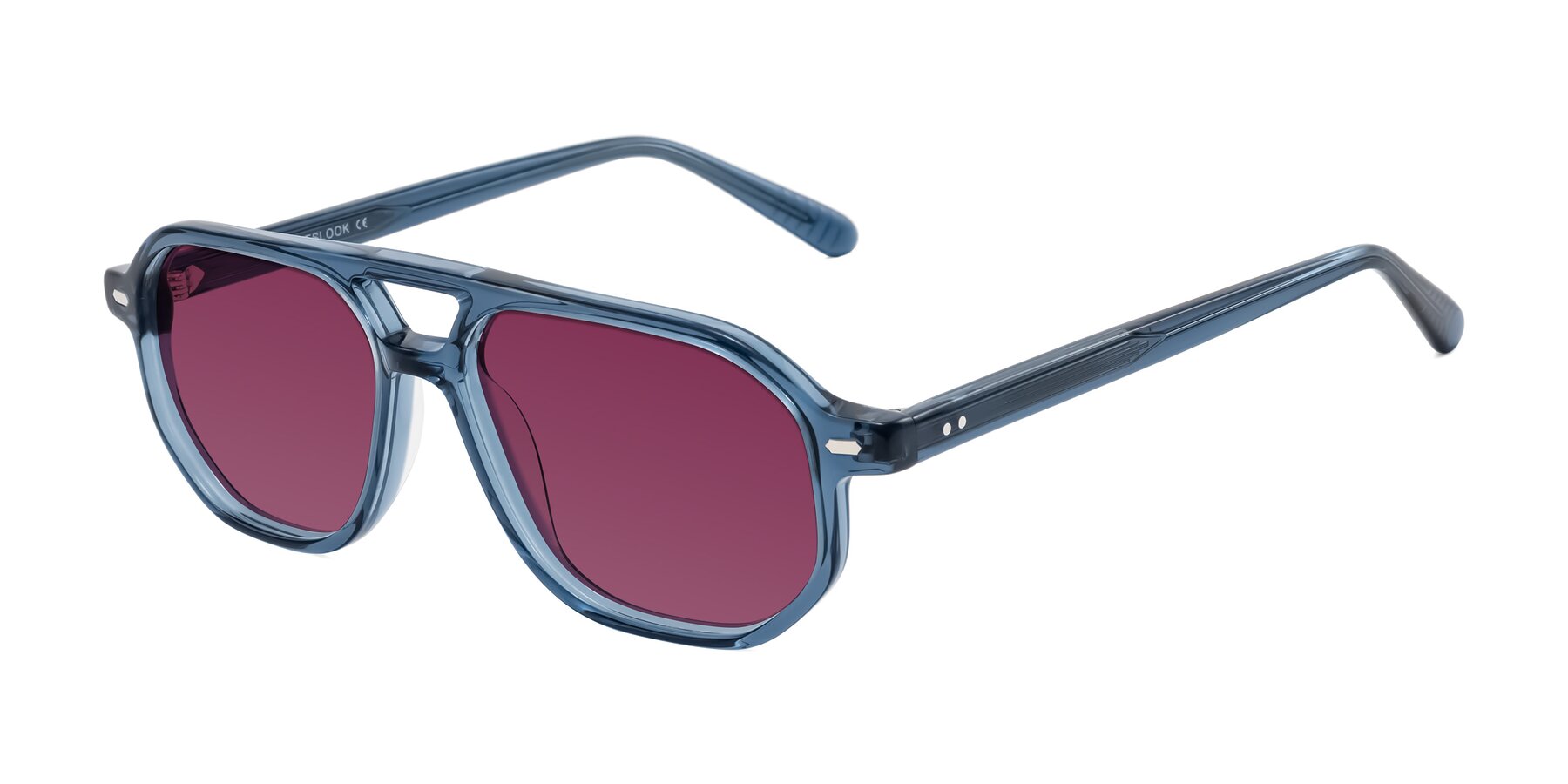 Angle of Aguilar in Transparent Blue with Wine Tinted Lenses
