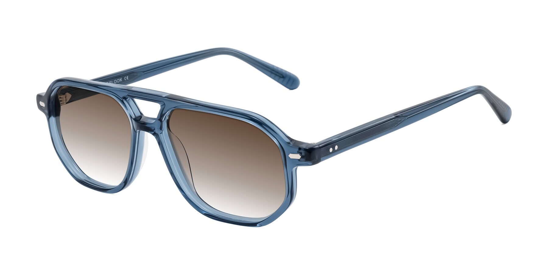 Angle of Aguilar in Transparent Blue with Brown Gradient Lenses