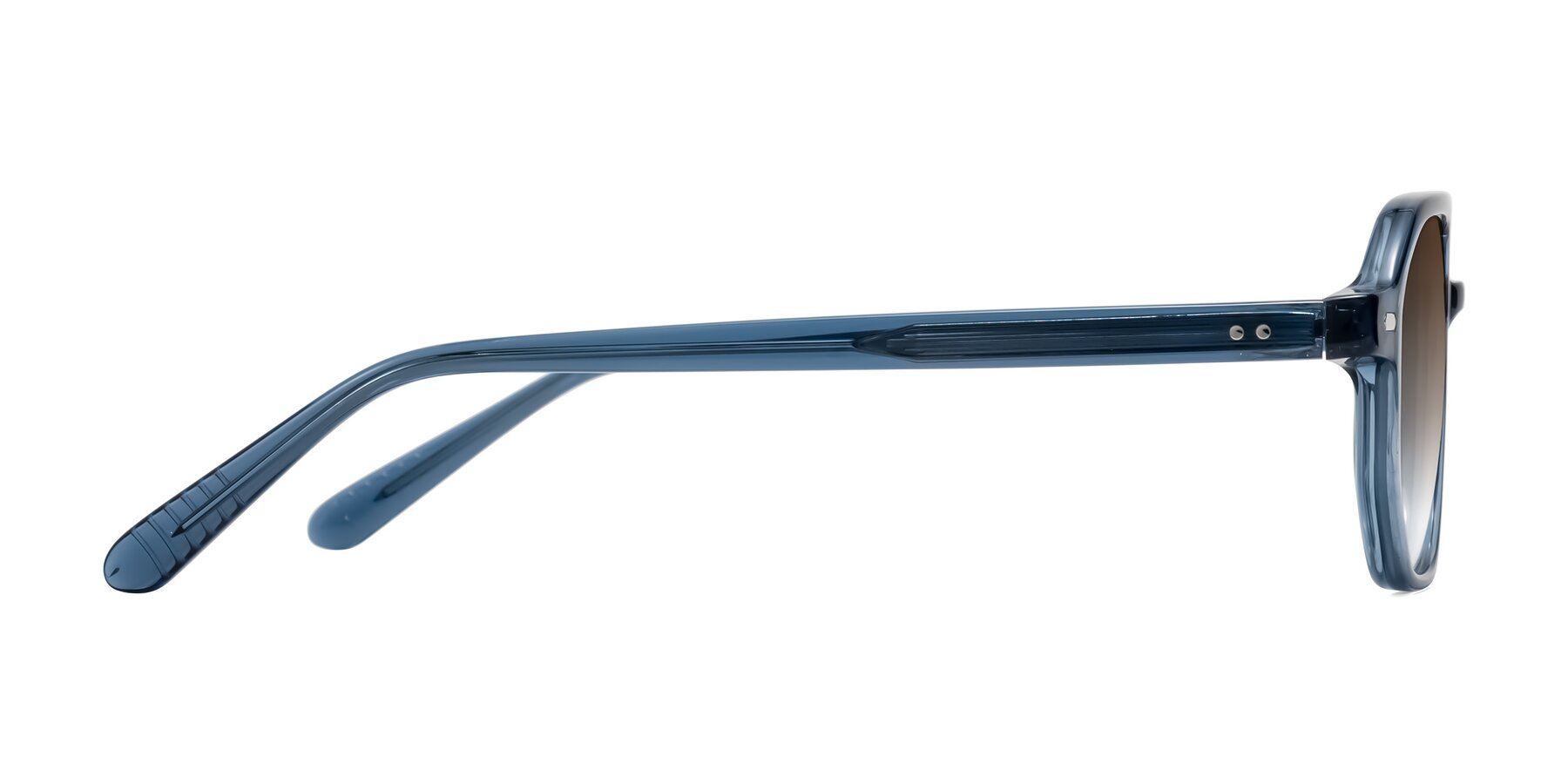 Side of Aguilar in Transparent Blue with Brown Gradient Lenses