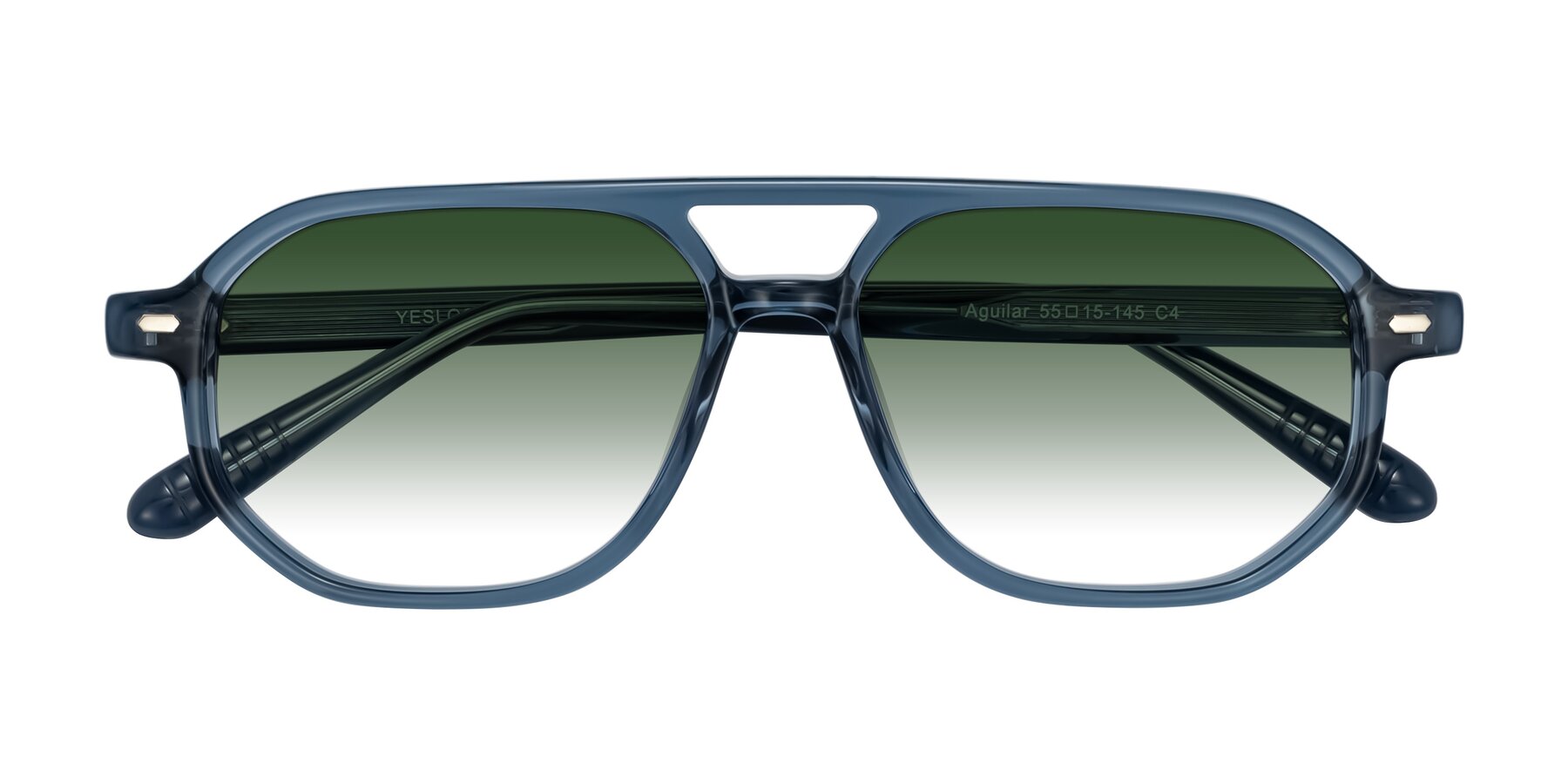 Folded Front of Aguilar in Transparent Blue with Green Gradient Lenses
